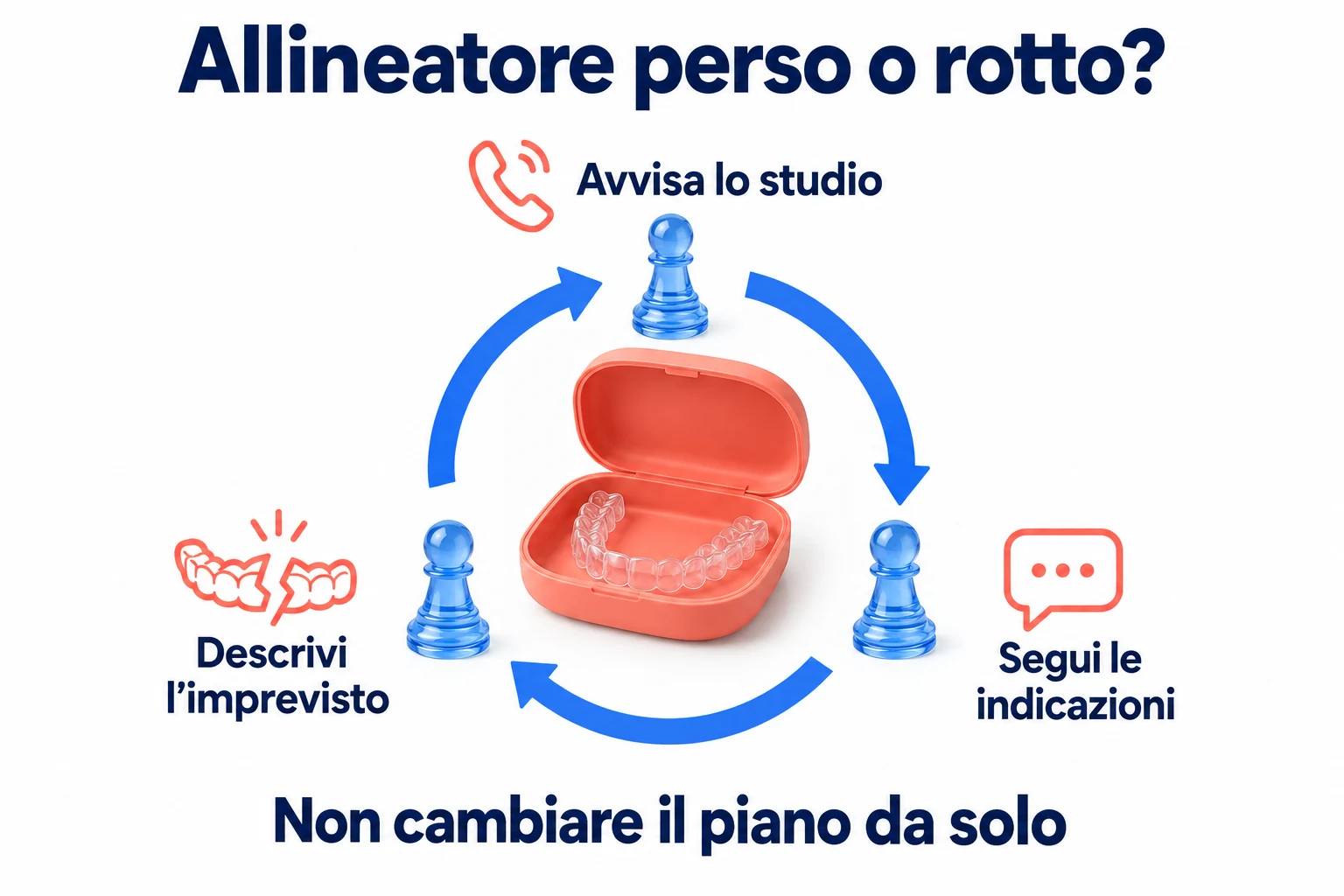 visare lo studio, descrivere l’imprevisto e seguire le istruzioni senza cambiare il piano da soli.