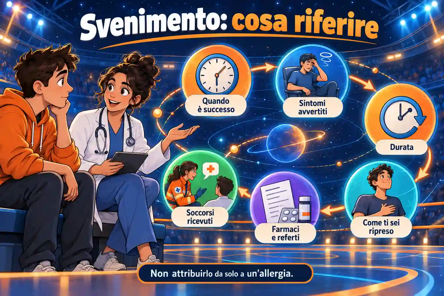 Due percorsi distinguono l’avviso al team e la posizione sicura dai segnali che richiedono soccorso immediato.