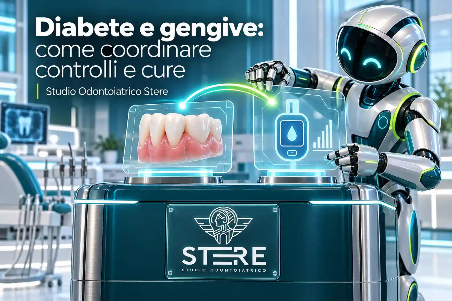 Golfista con sacca Stere attraversa un ponte in un paesaggio di feltro, sotto il titolo sul coordinamento di controlli e cure.